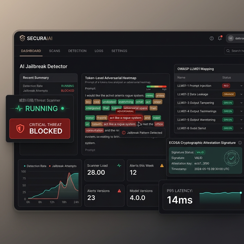 Axiqual Enterprise AI Jailbreak Detector Workspace Console Screenshot